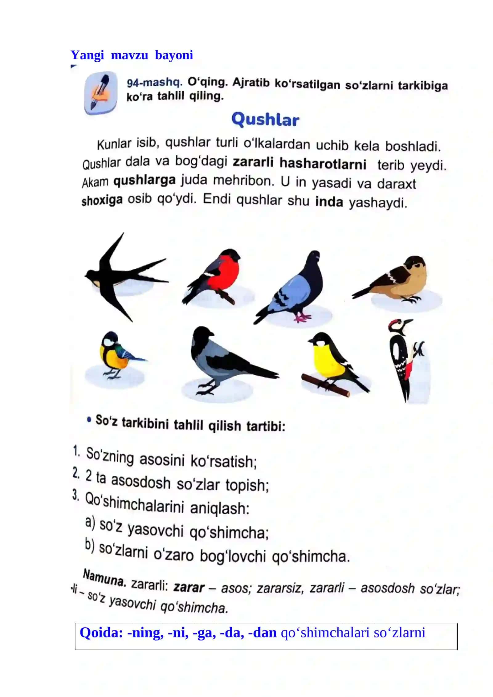 3-sinf Ona tili fanidan So'zlarni o'zaro bog'lovchi qo'shimchalar 3-chorak dars ishlanma 4