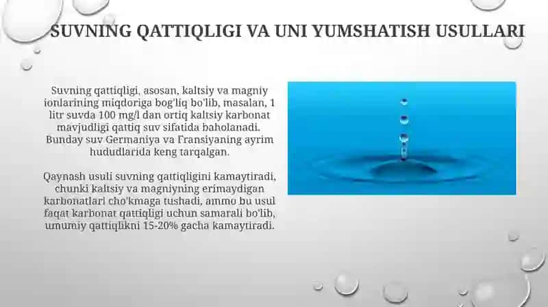 Ichimlik suvini yaxshilash usullari ilmiy asoslari 4