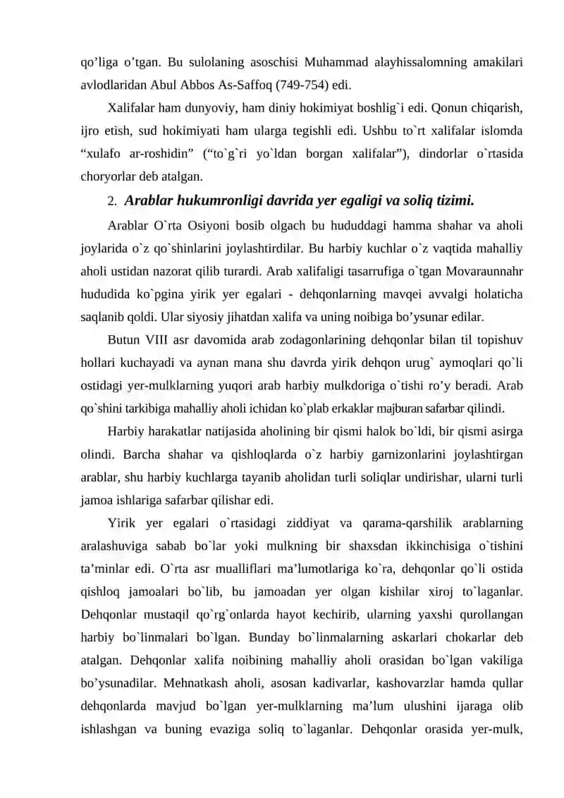 Arab xalifaligi davrida O’rta Osiyo 4