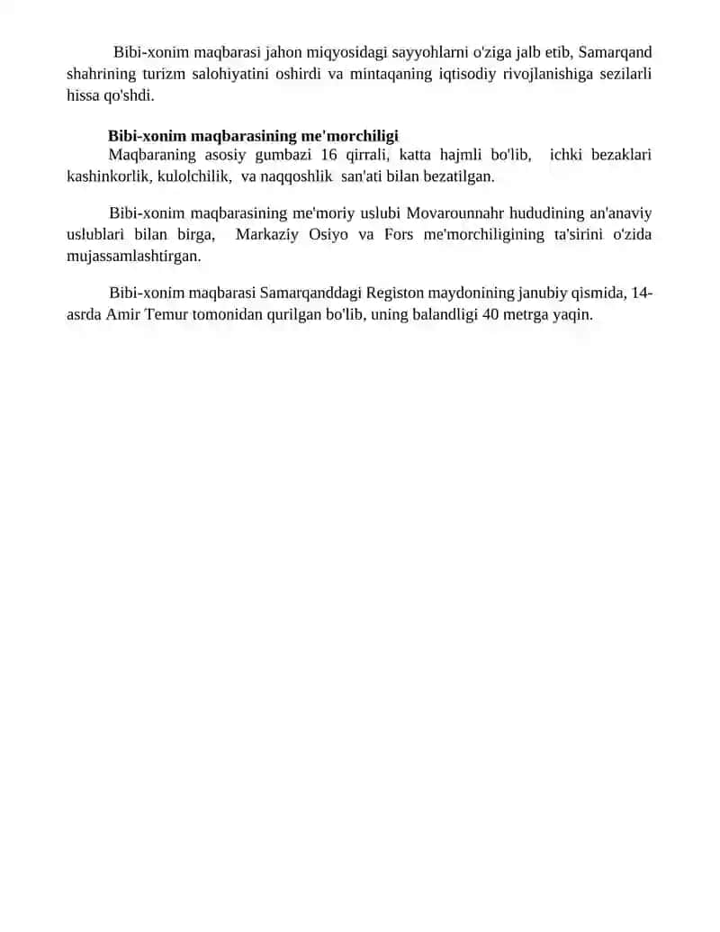 Go'ri Amir va Bibixonim maqbaralari 4