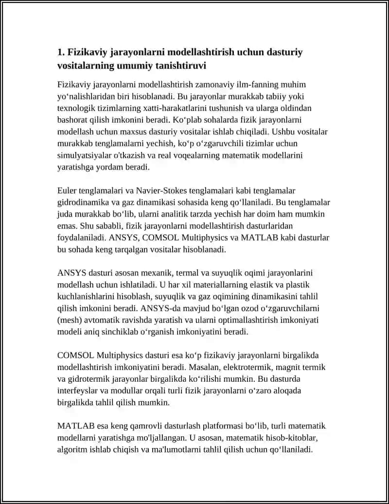 FIZIKAVIY JARAYONLARNI MODELLASHTIRISH IMKONIYATINI BERUVCHI DASTURIY VOSITALAR ORQALI FIZIKAVIY JARAYONNI MODELLASHTIRISH 4