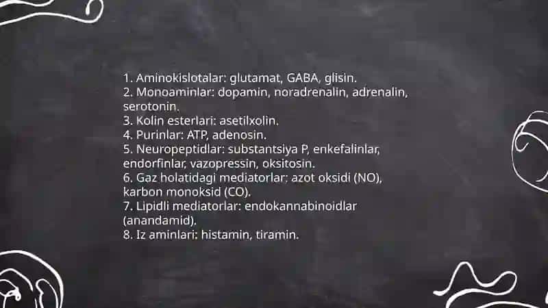 Sinapis mediyatorlarining umumiy tasnifi 4