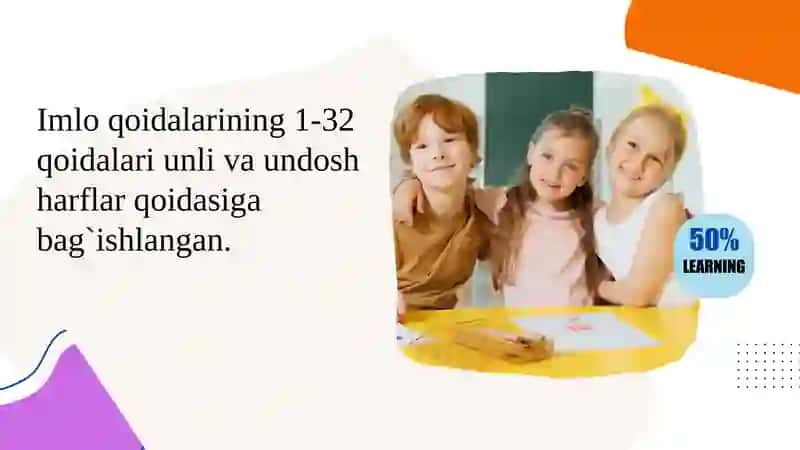 О‘zbektilida unli va undosh harflar imlosi 4