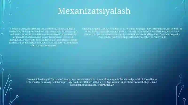 Qishloq Xo‘Jaligi Va Sanoat Sohasidagi O‘Zgarishlar 4