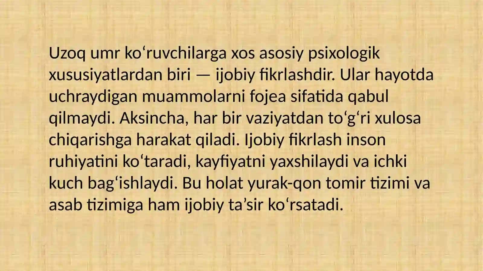 Uzoq umr koʻruvchilarning psixologik xususiyatlari 4