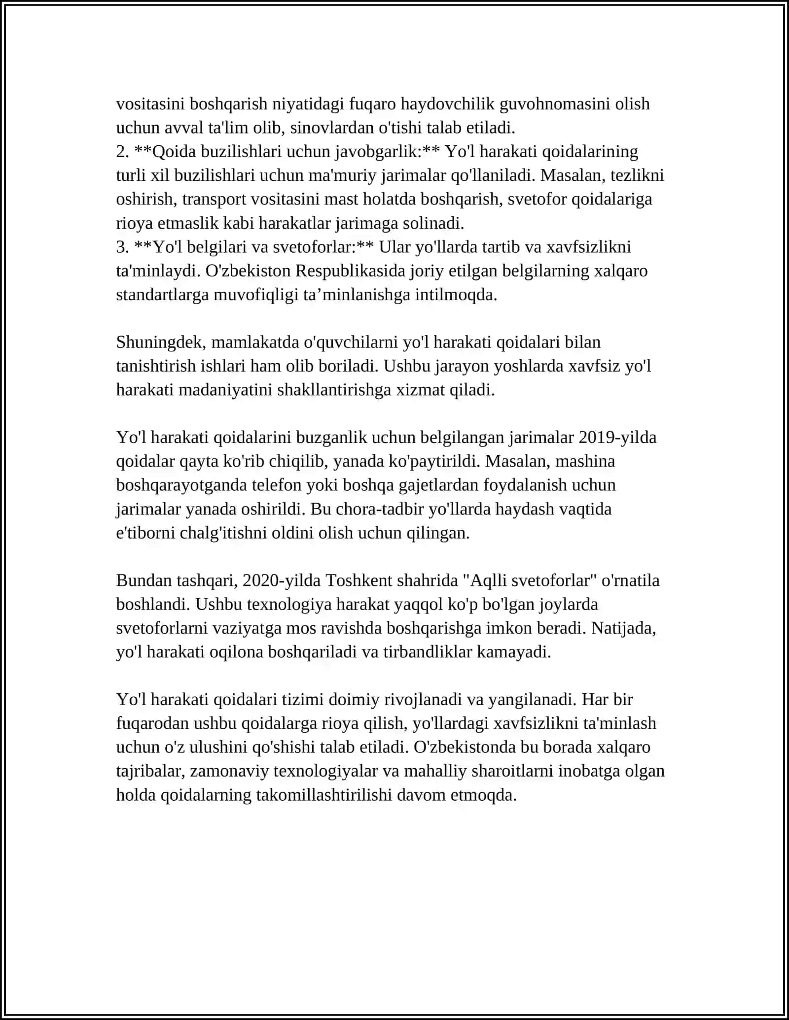 YOʻL HARAKATINI TEZKOR TASHKIL ETISH VA ULARGA KERAKLI MAʼLUMOTLARNI TOʻPLASH 4