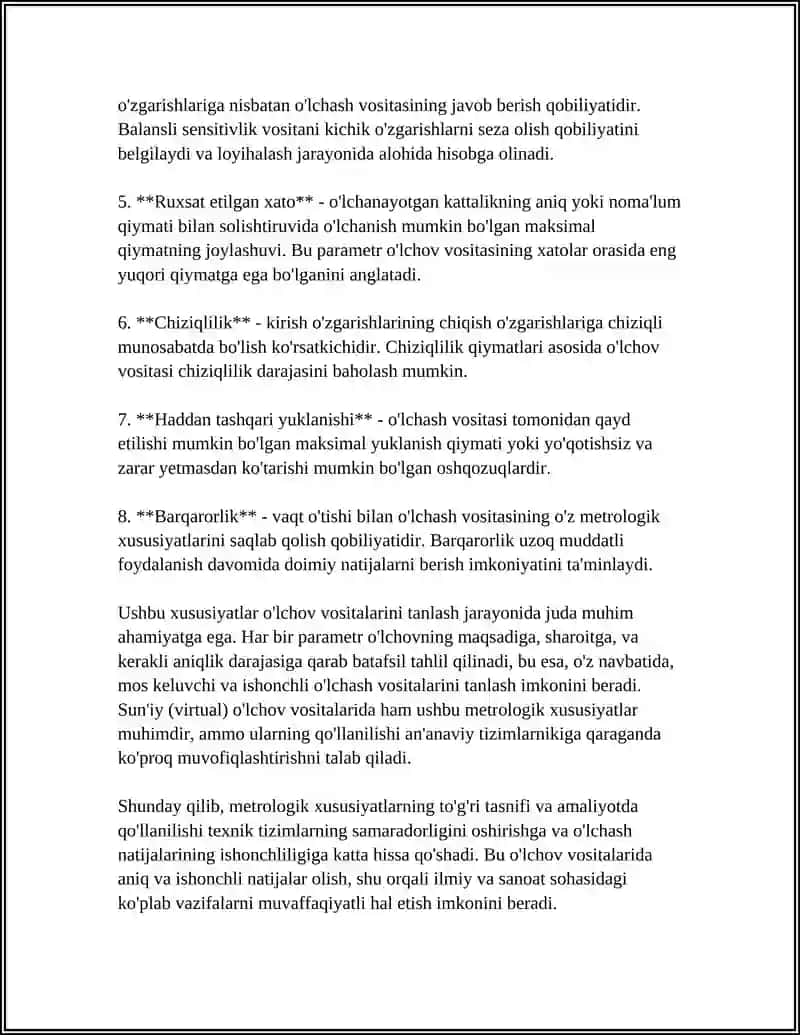 RAQAMLI ÒLCHASH VOSITALARINI METROLOGIK XARAKTERISTIKALARIGA KÒRA TANLASH 4