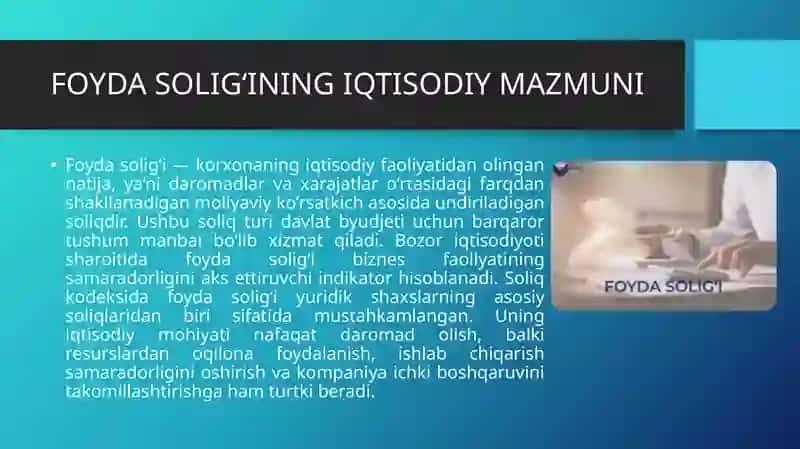 FOYDA SOLIG‘INING SOLIQ KODEKSI BO‘YICHA SHAKLLANISH JARAYONI 4