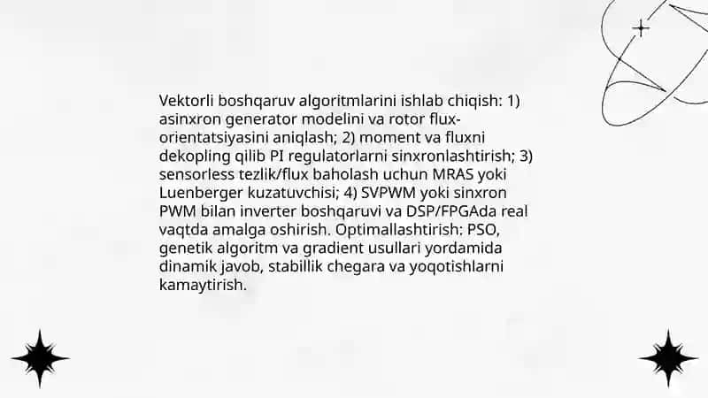 Ikki tomonlama taʼminlanadigan asinxron generatorli shamol turbinasi tadqiqotti 4