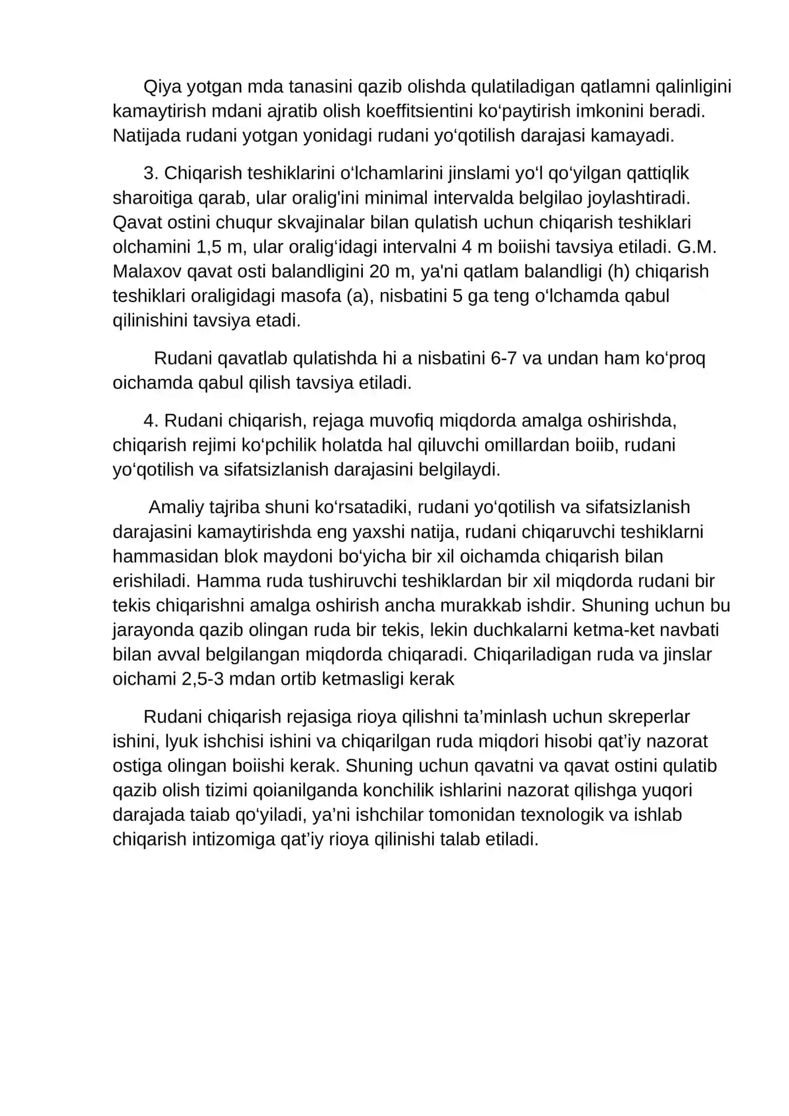 Qavat ostini qulatib qazib olish tizimi 4