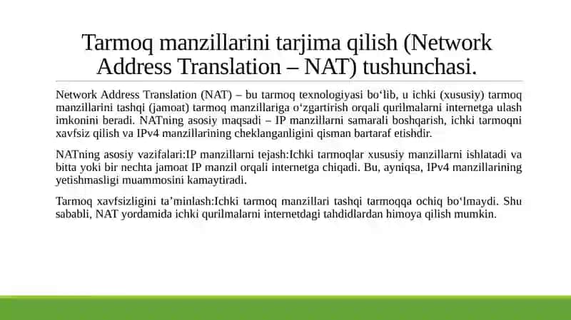 NAT VA PAT TARMOQ MANZILLARINI TARJIMA QILISH USULLARI 4