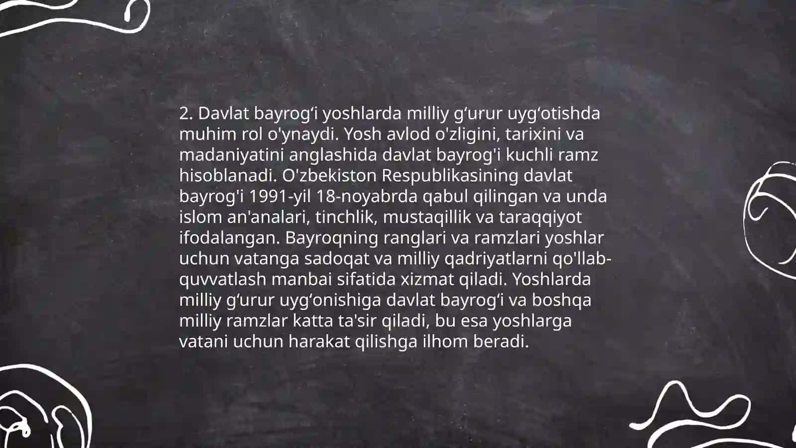 Davlat ramzlari ularning yoshlarda milliy gʻururini shakllantirishdagi oʻrni 4