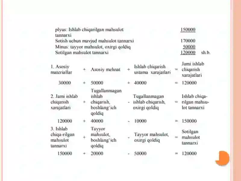 Ishlab chiqarilgan mahsulotning tannarxi to‘g‘risida hisobot 4