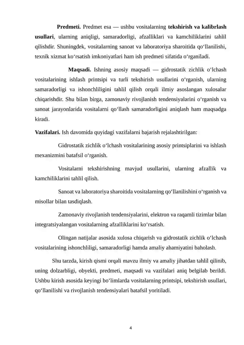 Gidrostatik zichlik o'lchash vositalarini tekshirish usullari 4