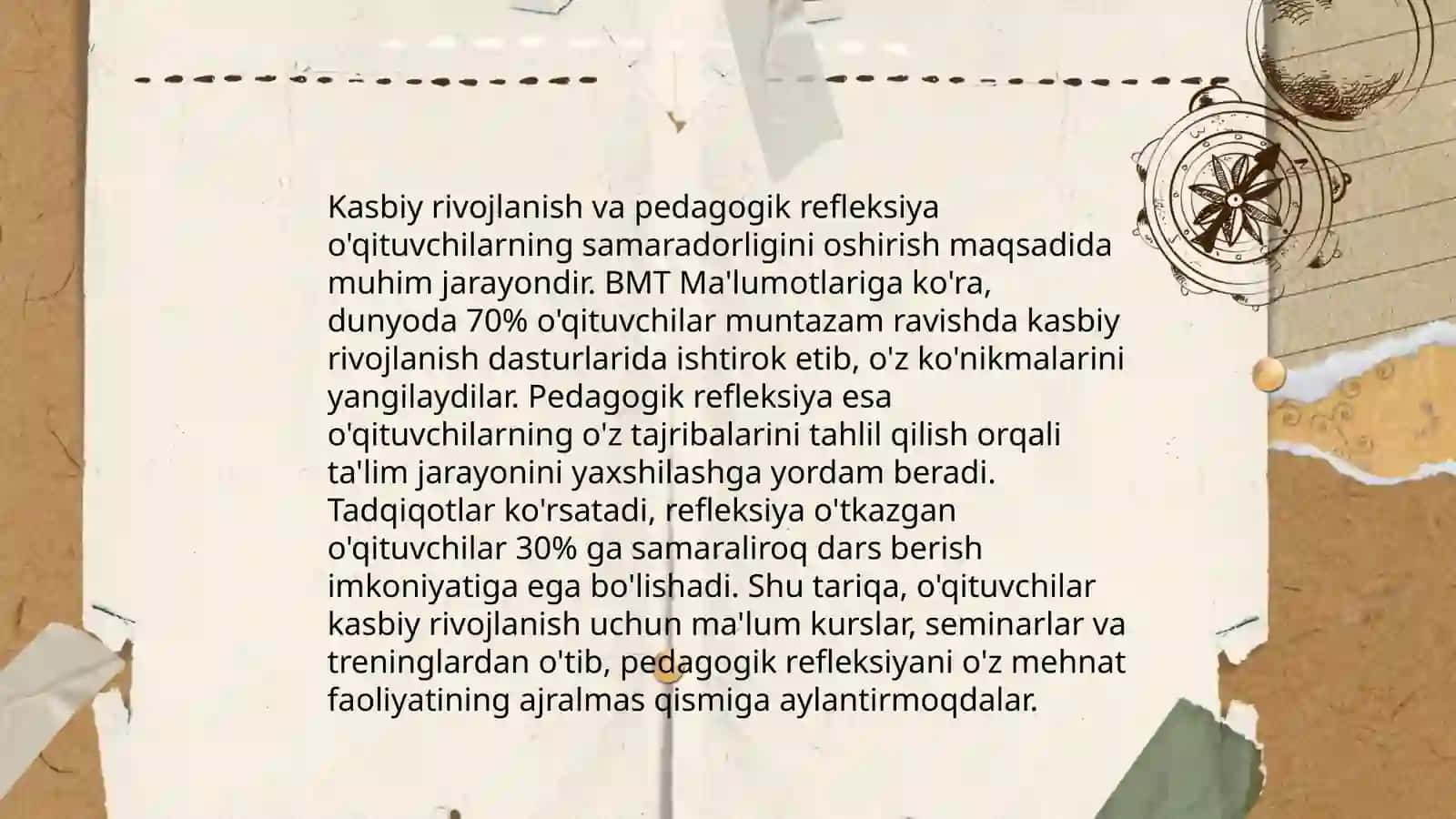 Oʻqituvchining kasbiy pedagogik refleksiya asosida oʻz pedagogik mahorati imkoniyatlarini takomillashtirishi 4