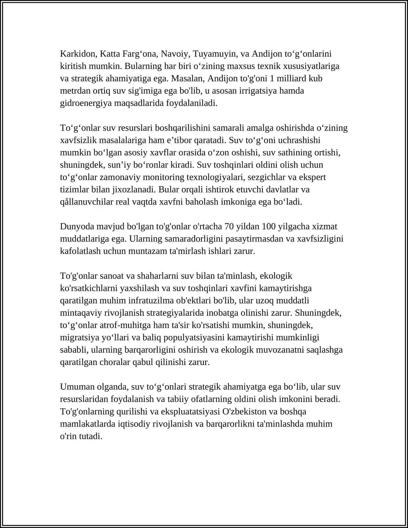 MUSTAQIL ISH Mavzu: SUV YIGʻILISH ELEKTR STANSIYA (SES,GAES)LARNING ISHLASH PRENSIPI 4