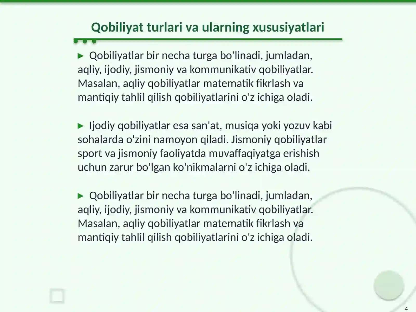 Qobiliyat va pedagogik qobiliyat haqida tushuncha 4