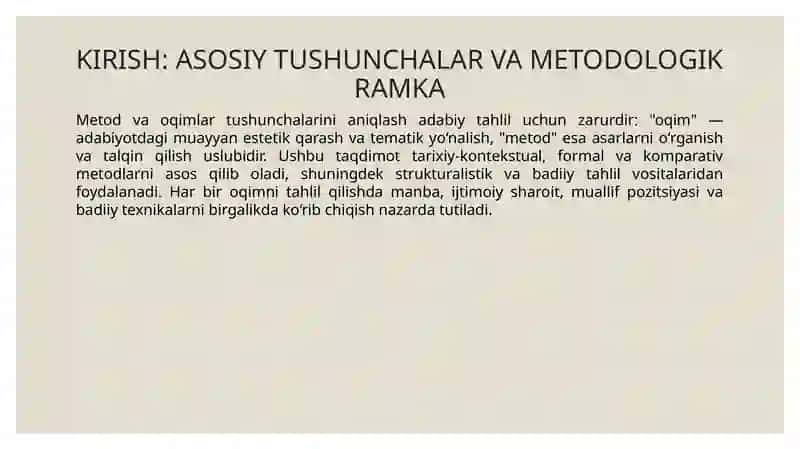 Metod va oqimlar (romantizm, realizm, modernizm) 4