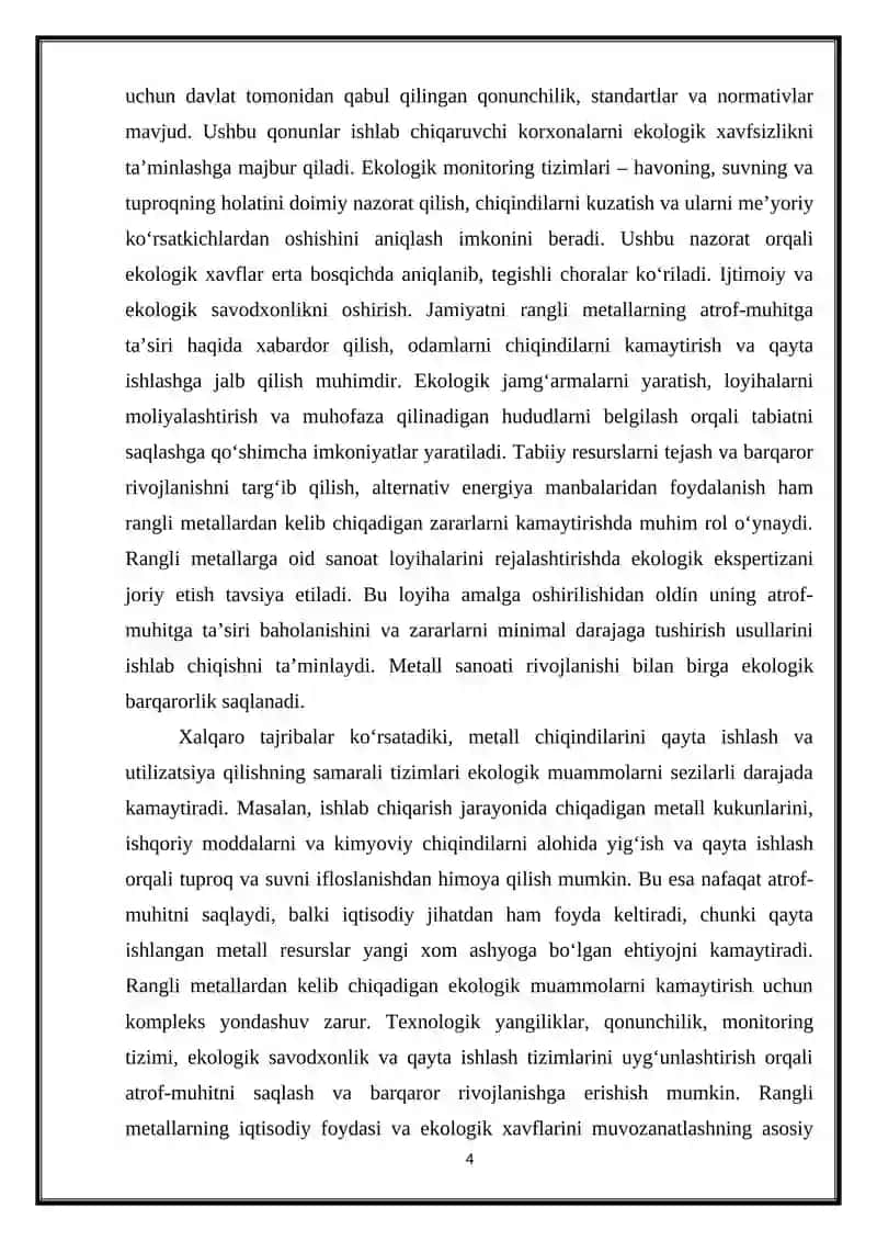 Rangli metallarning ekalogiyaga ta'siri va muhofaza choralari 4
