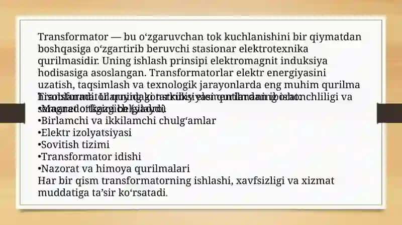 TRANSFORMATORLARNING KONSTRUKSIYALARI 4