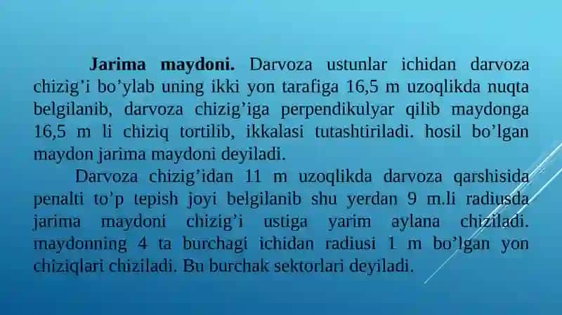 FUTBOLMAYDON O‘LCHAMLARI VAHAKAMLIKQOIDALARI 4