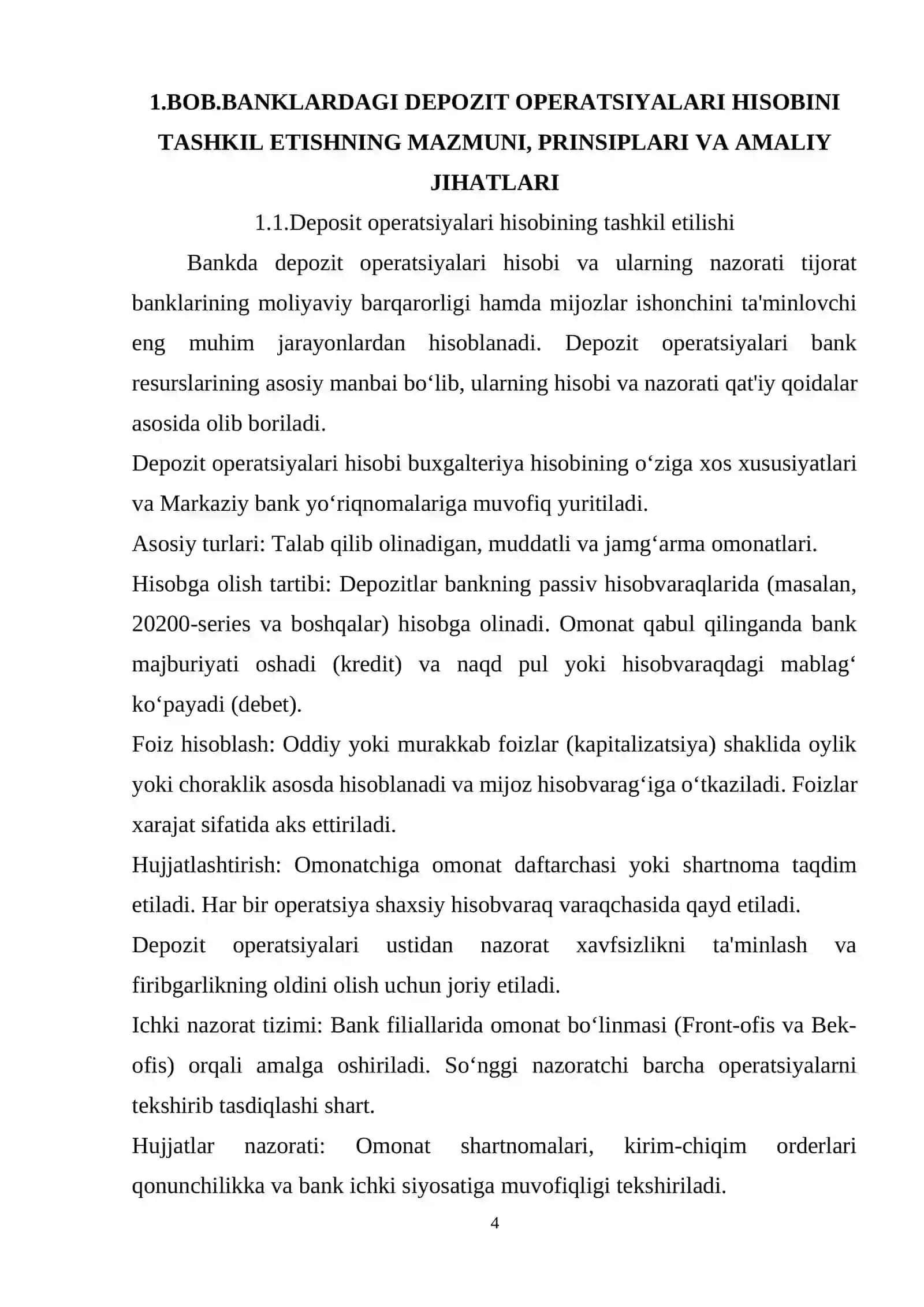 Bankda depozit operatsiyalari hisobi va ularning nazorati 4