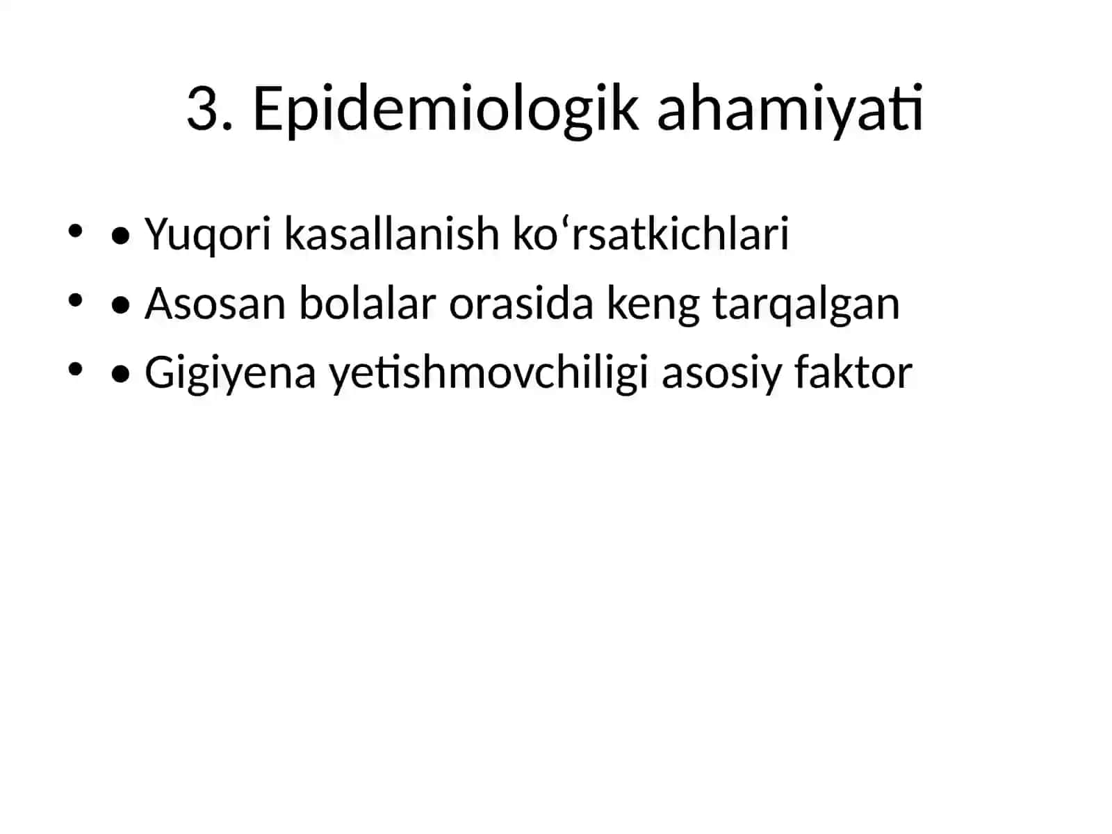 Geogelmintozlar va Kontakt Gelmintozlar Epidemiologiyasi va Profilaktikasi Pro Level 4