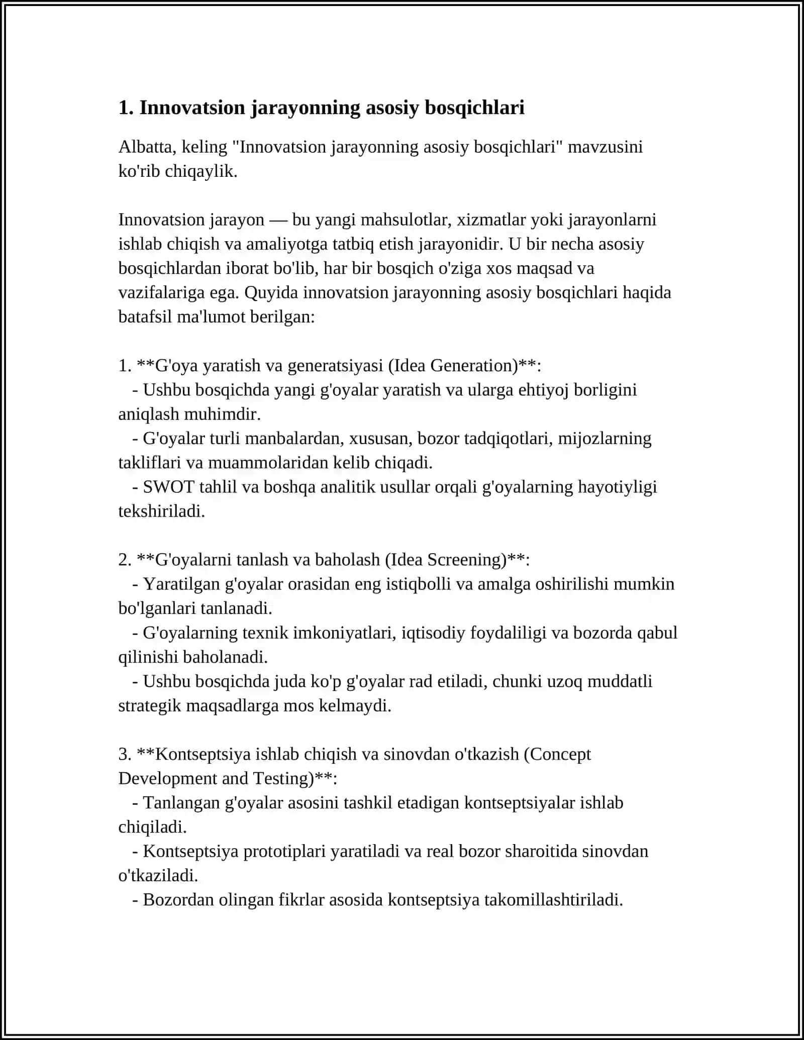 Innovatsion jarayonni tashkil etish va uni boshqarish 4