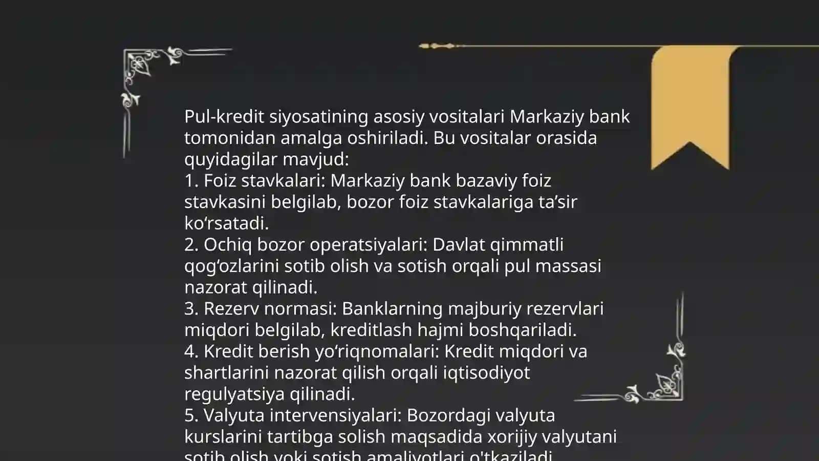 Ochiq iqtisodiyotda pul kredit siyosati 4