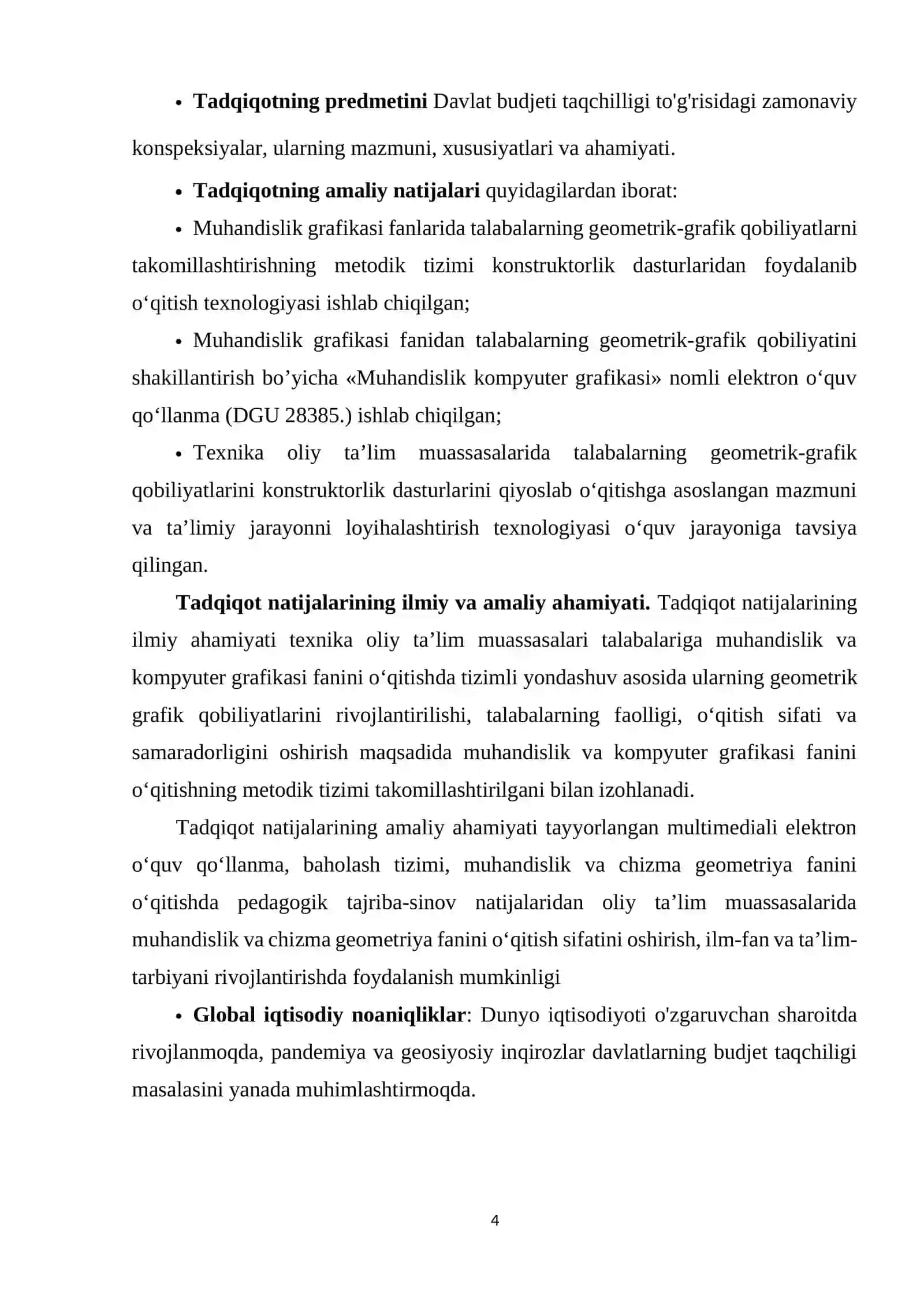 Davlat budjeti taqchiligi to'g'risidagi zamonaviy konspeksiyalar ularning mazmuni xususiyatlari va ahamiyati mavzusida kurs ishi 4
