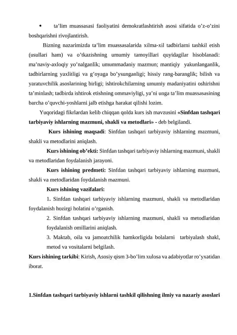 Sinfdan tashqari tarbiyaviy ishlarning mazmuni, shakli va metodlari 4