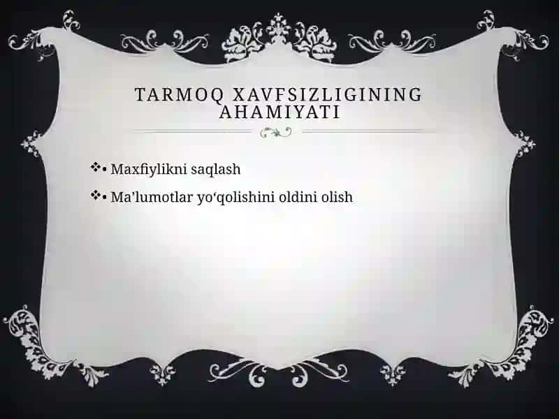 Tarmoq xavfsizligi muammolari 4