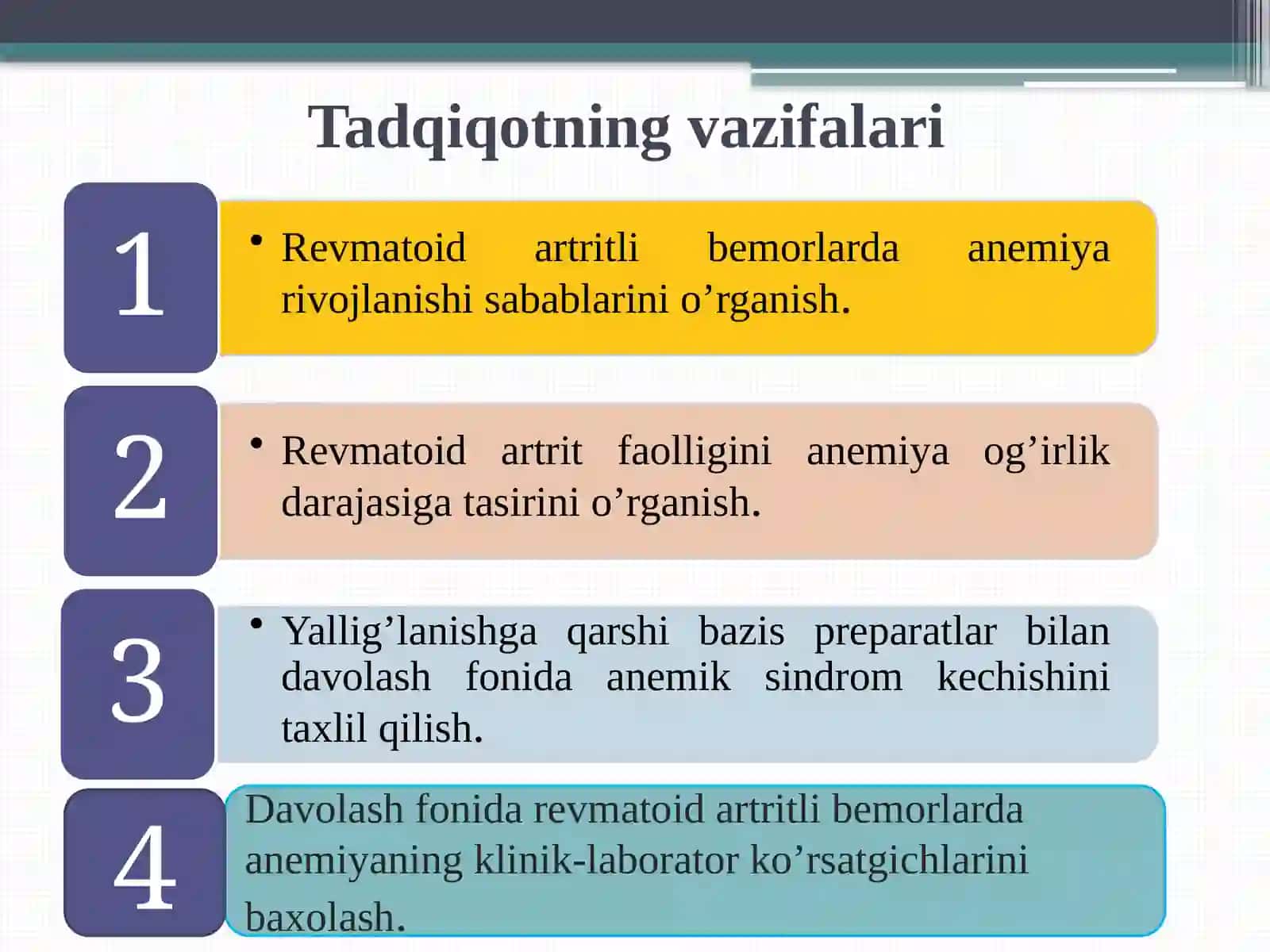 Revmatoidartritda anemiya va unga bazis davoning ta'siri 4