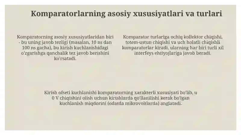 Analog komparatorlar: Asoslar va xususiyatlar 4