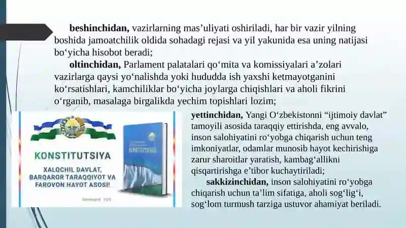 Yangi O’zbekistonda xalqchil va insonparvar davlat qurish. 4