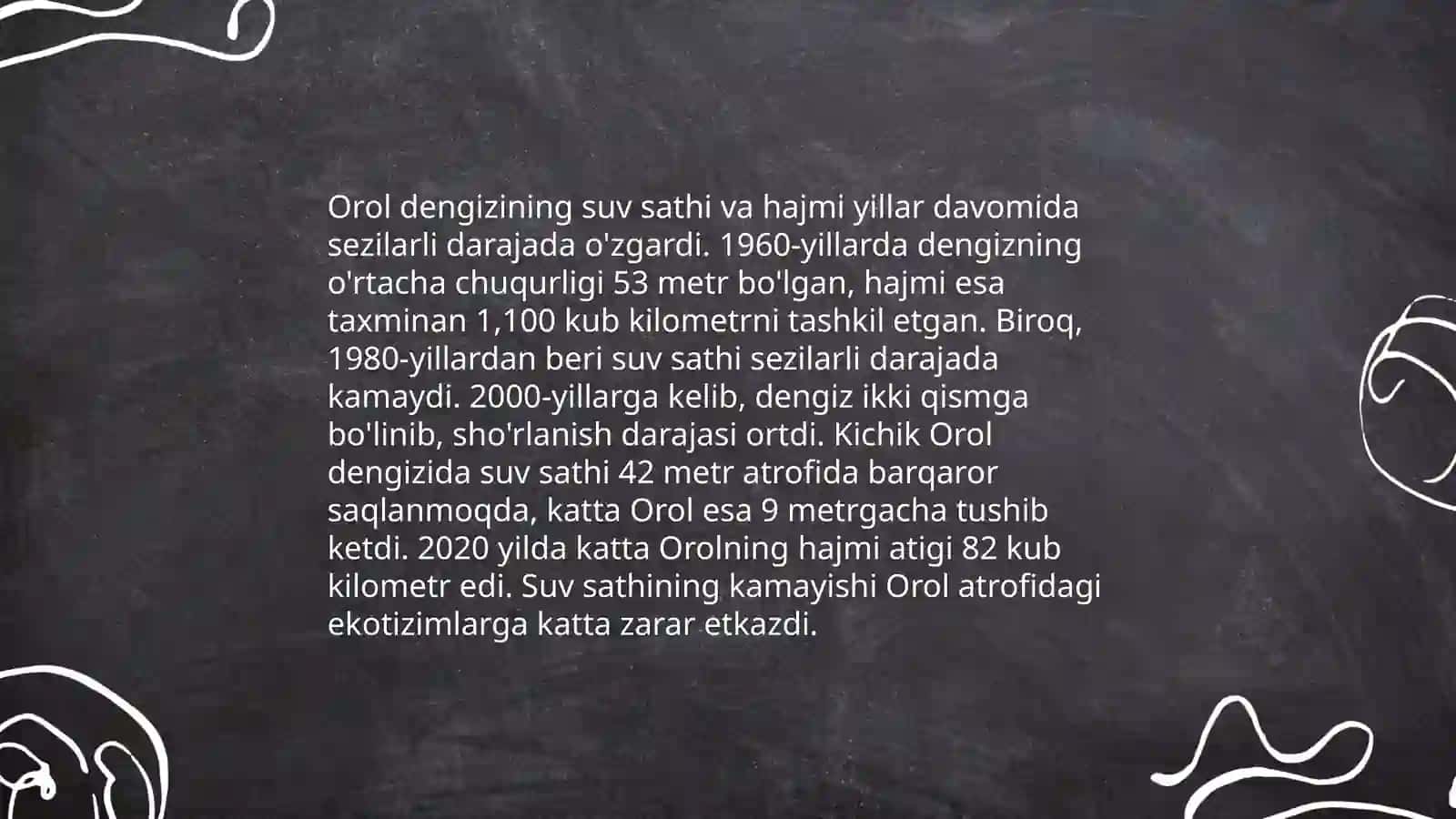 Suv ostidagi hayot va dengizni muhofaza qilish Orol dengizi muammosi 4