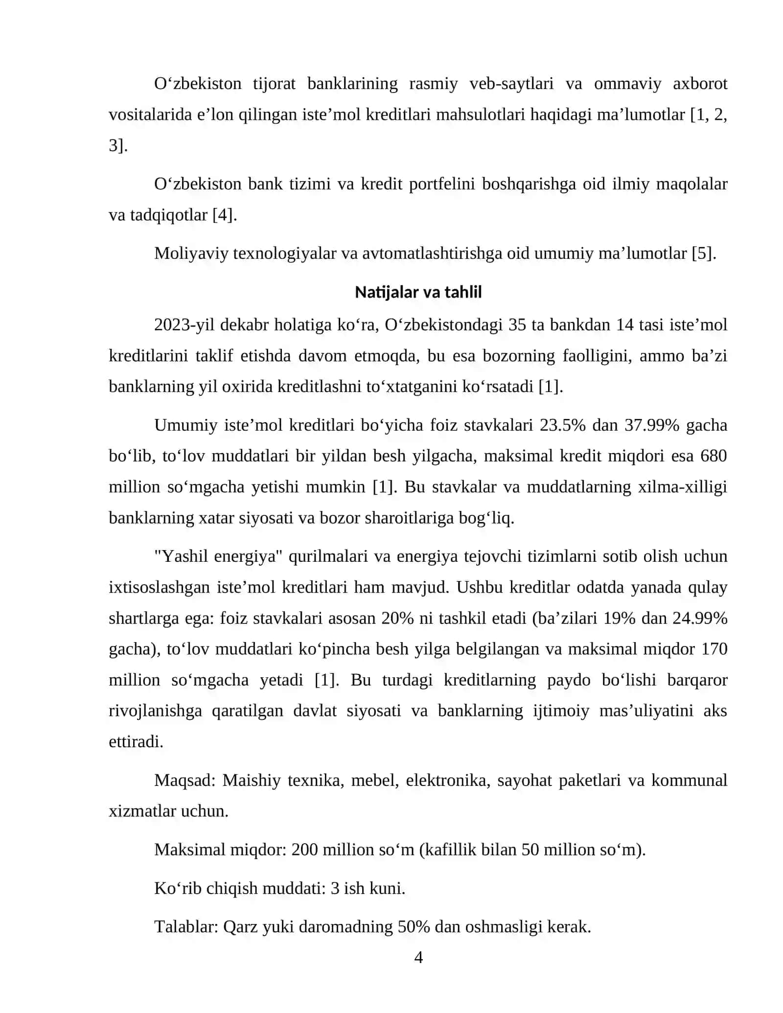 Tijorat banklarida iste'mol kreditlari tahlili 4
