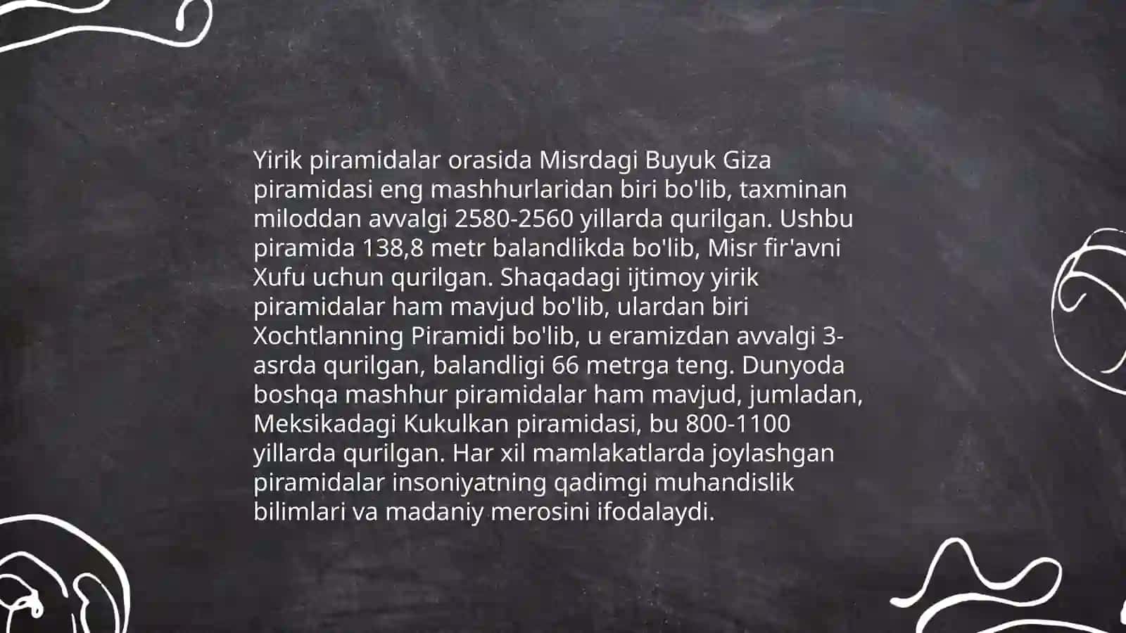 Misr piramidalari.Qurilish sanalari.Unga oid malumotlar 4