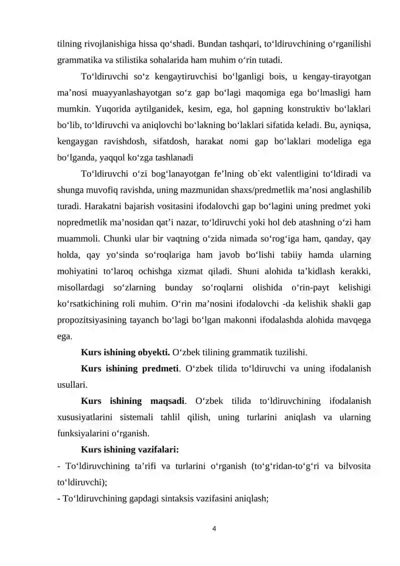 Ikkinchi darajali bo‘laklar va ularni o’qitish usullar mavzusidagi KURS ISHI 4
