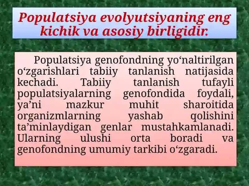 EVOLUTSIYANING SINTETIK NAZARIYASI 4