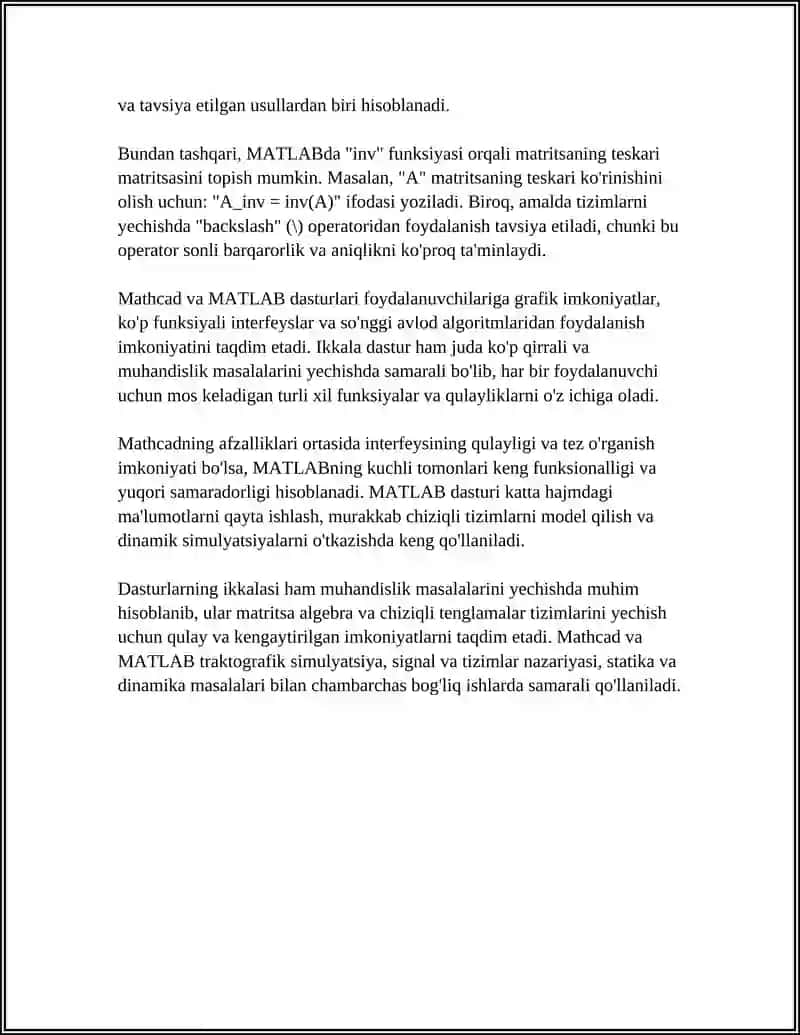MUHANDISLIK MASALALARINI MATHCAD VA MATLAB DASTURLARIDA YECHISH 4