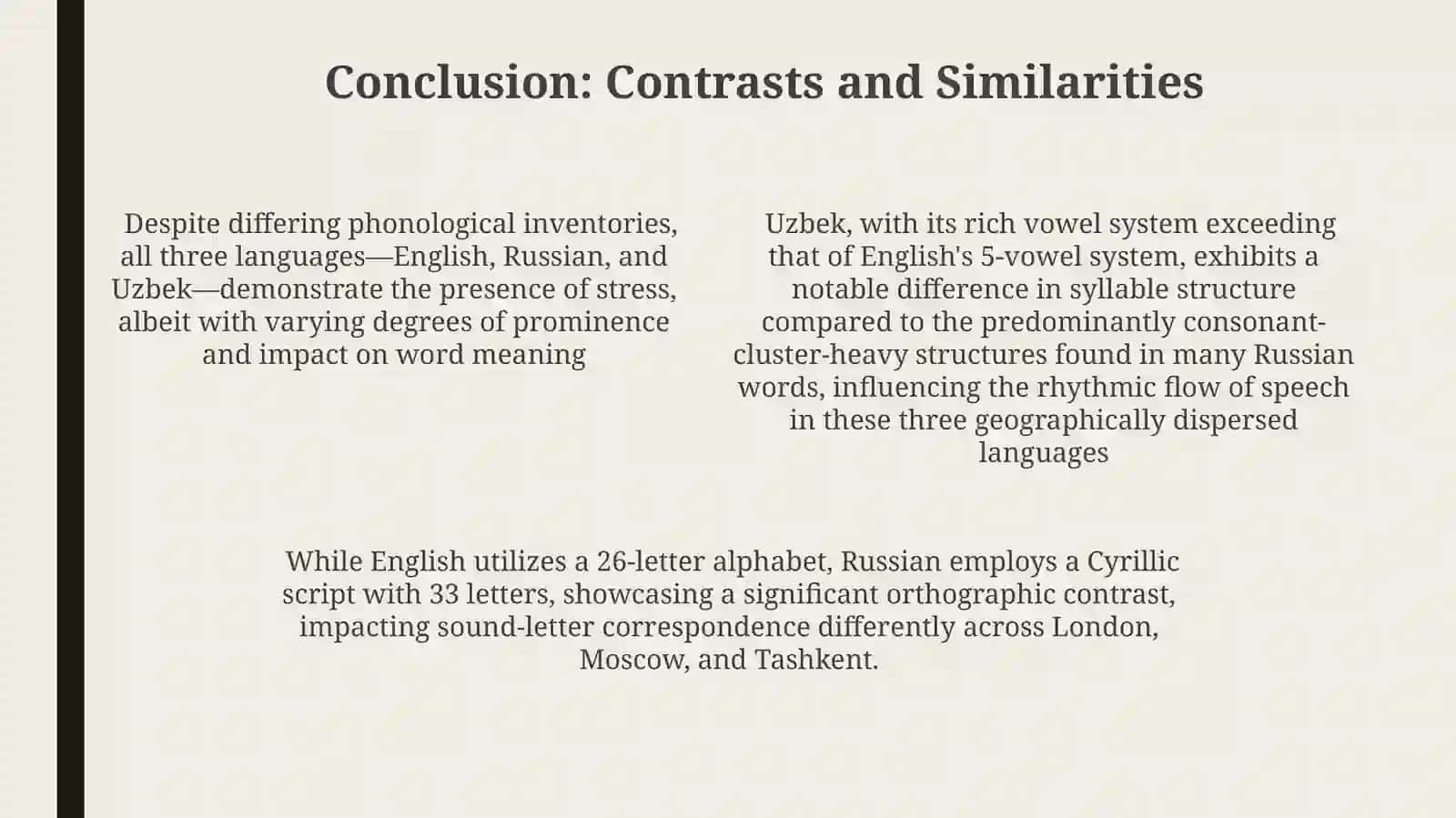 Sound structures in the English, Russian and Uzbek languages 4