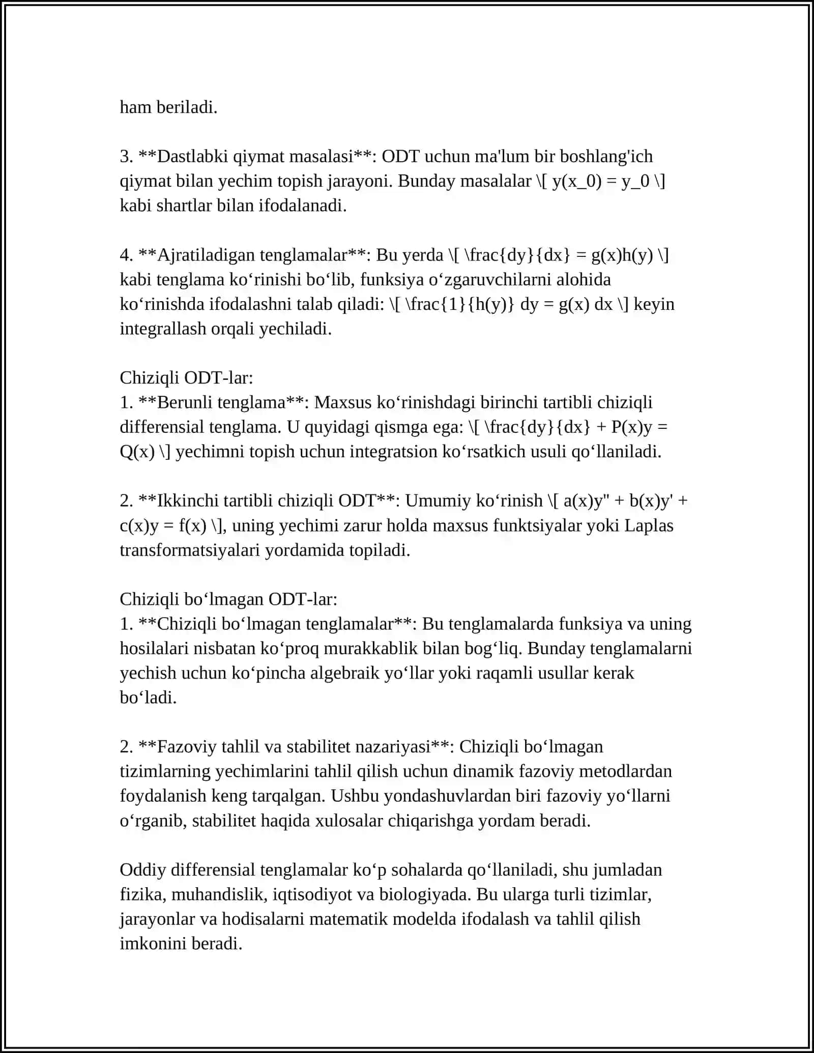 ODDIY DIFFERENTIAL EQUATIONS SYSTEM 4
