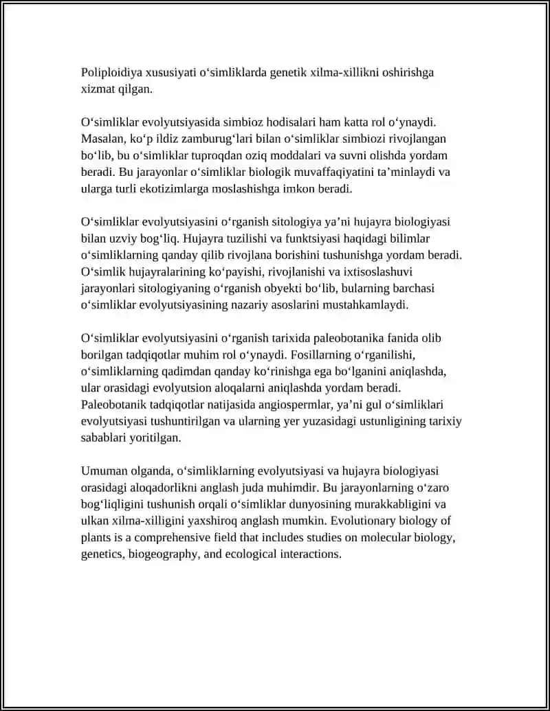 O‘simliklar evolyutsiyasi va hujayra biologiyasi (sitologiya) 4