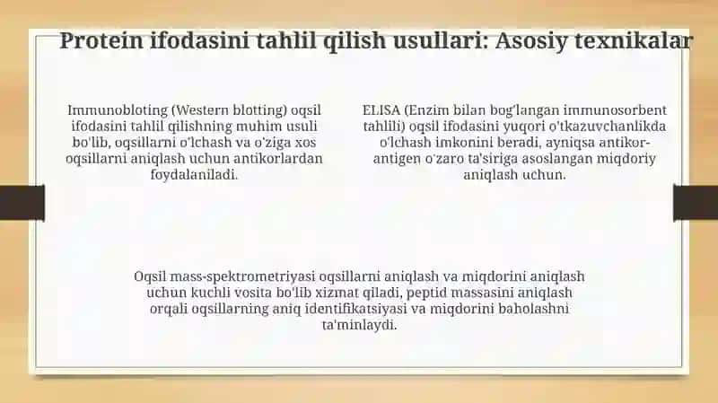 Transgenni aniqlashda oqsil boʻyicha tahlil qilish 4
