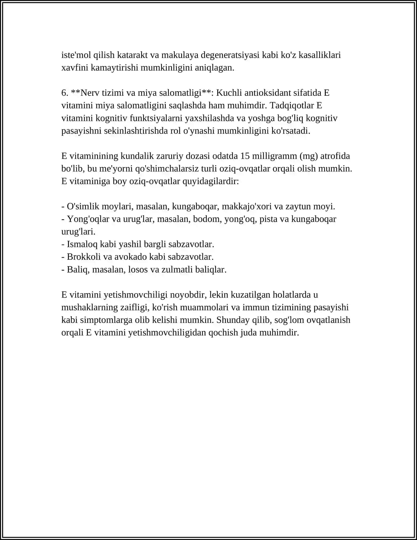 E VITAMINI HAQIDA MAʼLUMOTLAR 4
