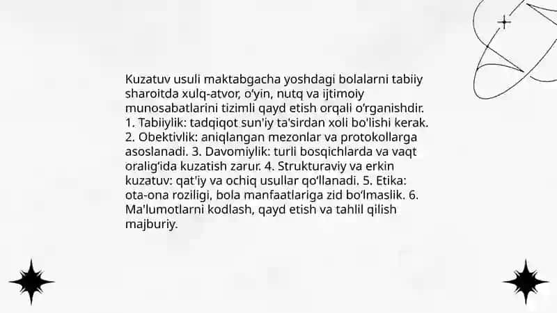 Maktabgacha pedagogika fanining tadqiqot metodlari 4