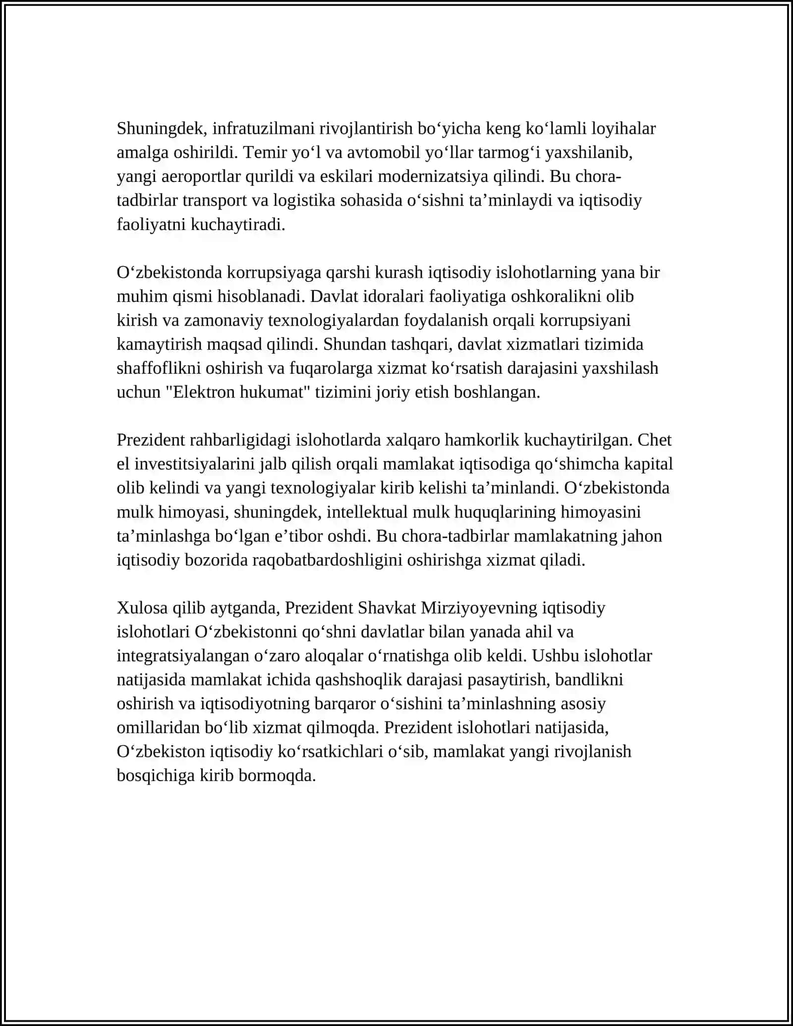 Yangi O‘zbekistonda Prizdentimiz Sh M Mirziyoyev Rahbarligi va Tashabbusida Amalga Oshirilayotgan Ishlohotlar 4