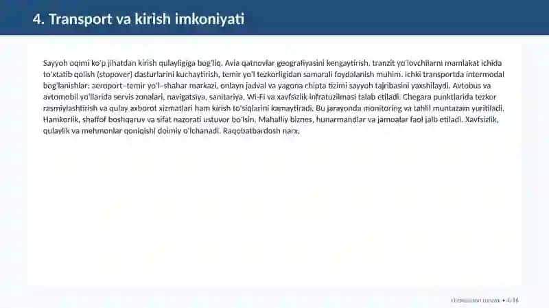 O`zbekistond turizmni rivojlantirish istiqbollari 4