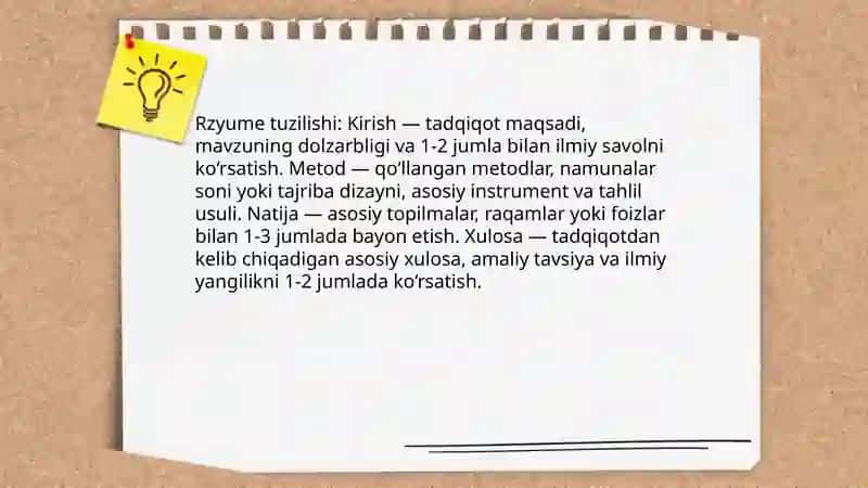 Ilmiy maqolaga rzyume yozish 4